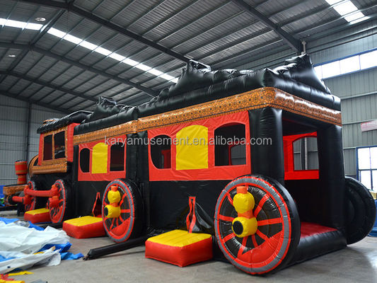 Commercial Inflatable Train Obstacle Course Combo Bounce House para Jogos de Crianças ao Ar Livre