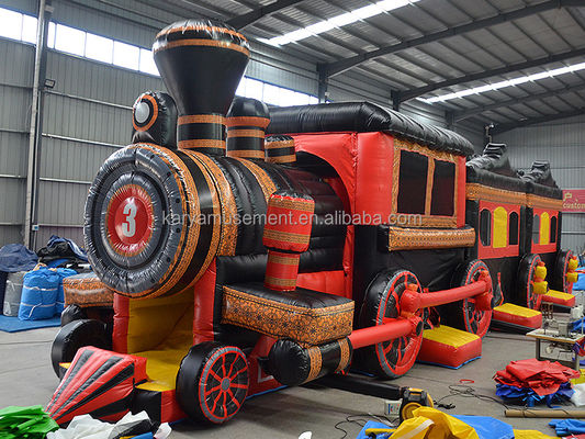 Commercial Inflatable Train Obstacle Course Combo Bounce House para Jogos de Crianças ao Ar Livre