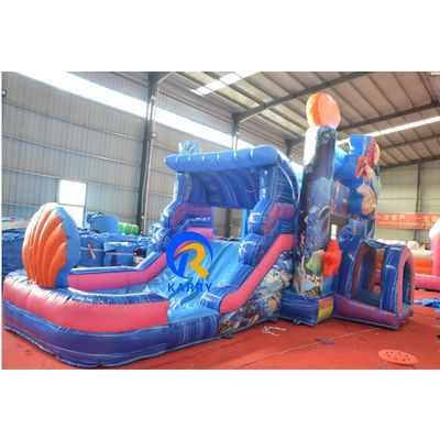 Parque aquático inflável com escorrega Unisex Blue Mermaid Bounce House e Big Pool