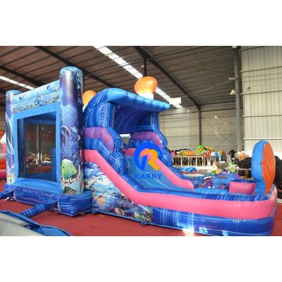 Parque aquático inflável com escorrega Unisex Blue Mermaid Bounce House e Big Pool
