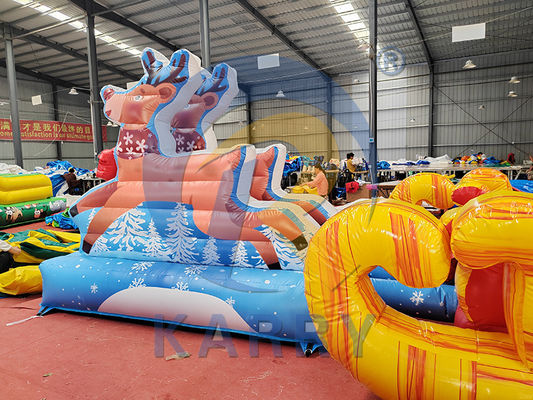 Blower incluído Commercial PVC inflável Santa Sleigh Selfie com renas para a festa