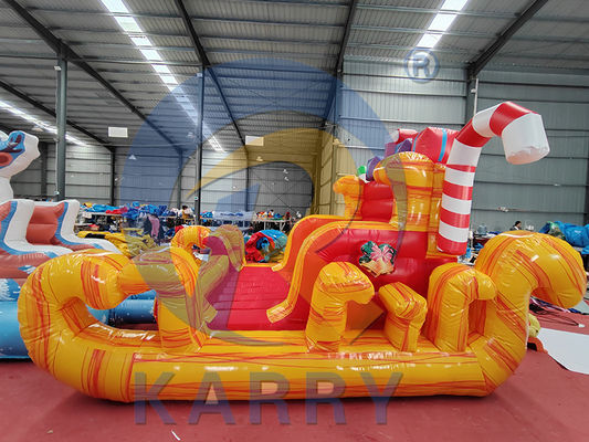 Blower incluído Commercial PVC inflável Santa Sleigh Selfie com renas para a festa