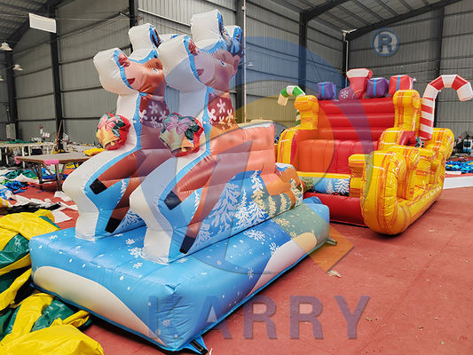 Blower incluído Commercial PVC inflável Santa Sleigh Selfie com renas para a festa