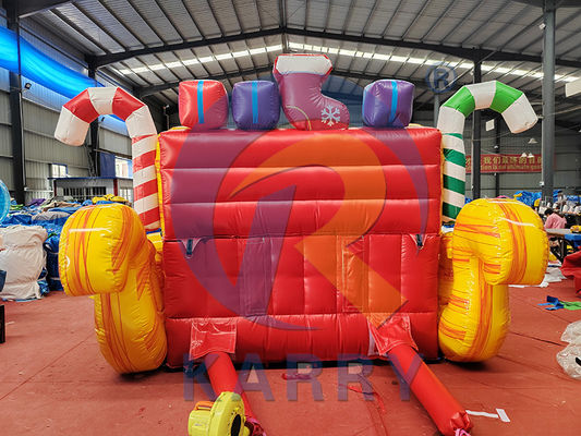Blower incluído Commercial PVC inflável Santa Sleigh Selfie com renas para a festa