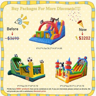 Slide de água inflável personalizável com piscina de 0,55 mm de telhado de PVC Impressão digital