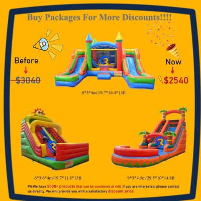 Slides de água infláveis com piscina para uso comercial