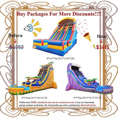 Slides de água infláveis com piscina para uso comercial