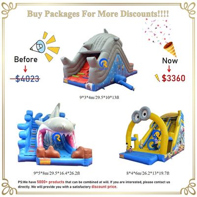 Slides de água infláveis com piscina para uso comercial