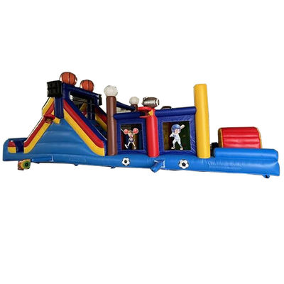 Unisex bola de desporto jogo pista terra campo de obstáculos inflável com casa de salto e escorrega