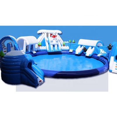 Parque aquático inflável de design personalizado com piscina grande e escorrega de água