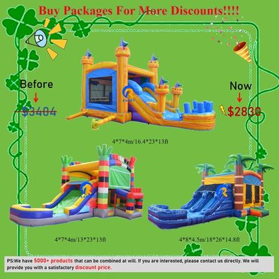 PVC inflável castelo salto com diapositiva tema da selva de grau comercial tamanho personalizado