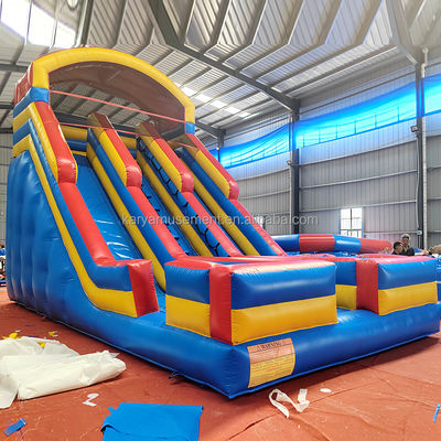 Jogos infláveis para crianças Aluguer de festas comerciais Slide de água inflável de PVC de duas faixas