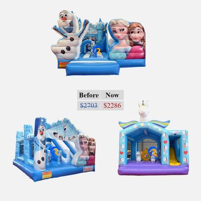 Temática congelada Castelo inflável com slide Dimensão e faixa etária personalizadas