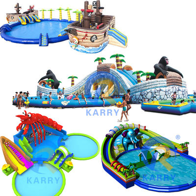 Parque aquático inflável personalizável Parque aquático móvel com capacidade máxima de 100-500 kg