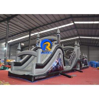 Características PORTABLE Cinza e Preto Curso de Obstáculos Inflável com Blower 18x3.5m Personalizado