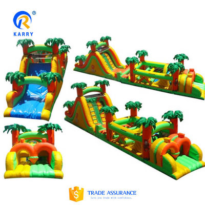 Características PORTABLE Cinza e Preto Curso de Obstáculos Inflável com Blower 18x3.5m Personalizado