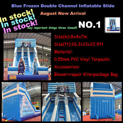 Casa de salto branca de carril duplo Tractor Air Bouncer Slide de água inflável pronto para o envio