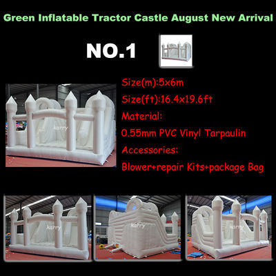 Casa de salto branca de carril duplo Tractor Air Bouncer Slide de água inflável pronto para o envio