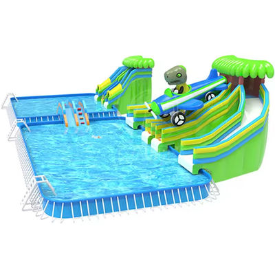 Preços comerciais da água Parque aquático inflável para adultos com impressão digital e 2 piscinas