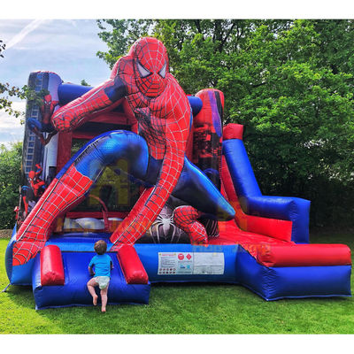 Unisex Kids Castle Play House com Slide Spiderman Commercial Inflatable Bouncy Castle