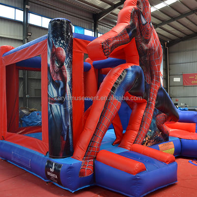 Unisex Kids Castle Play House com Slide Spiderman Commercial Inflatable Bouncy Castle