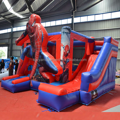 Unisex Kids Castle Play House com Slide Spiderman Commercial Inflatable Bouncy Castle