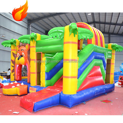 Tamanho e cor personalizados Castelo de salto com deslizamento Hot Jungle Lion Inflatable Castle