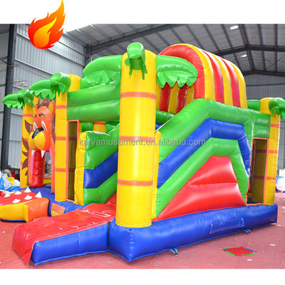Tamanho e cor personalizados Castelo de salto com deslizamento Hot Jungle Lion Inflatable Castle