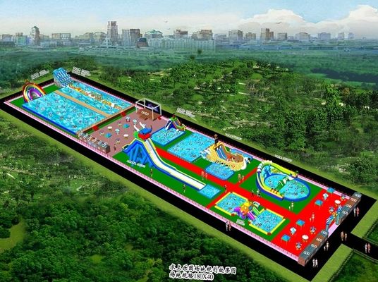 Logotipo / Padrão Impressão digital tamanho personalizado Parque aquático inflável para parque de diversões