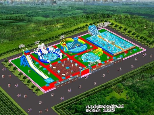 Logotipo / Padrão Impressão digital tamanho personalizado Parque aquático inflável para parque de diversões