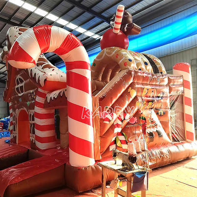 Parque de diversões de Natal Commercial Bouncy Castle Combo Curso de obstáculos Slide seco inflável