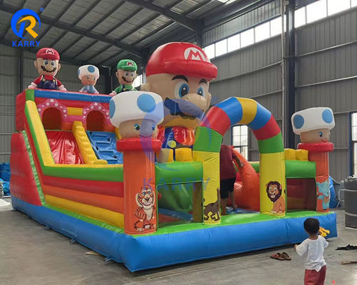 Grande Super Mario Slide Inflatable Curso de Obstáculos para Crianças e Adultos Jogos Incluídos