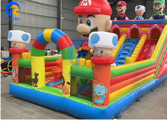 Grande Super Mario Slide Inflatable Curso de Obstáculos para Crianças e Adultos Jogos Incluídos