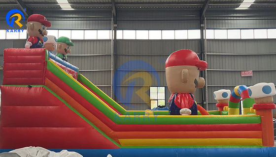 Grande Super Mario Slide Inflatable Curso de Obstáculos para Crianças e Adultos Jogos Incluídos