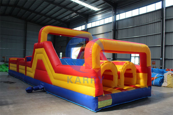 Aceitável OEM 39ft amarelo inflável jogo de obstáculos para adultos aluguel e kit de reparação
