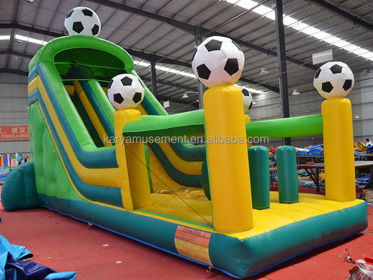 Combinação de slides grandes de PVC inflável de 29 pés com tema de futebol e certificado CE/EN71/EN14960
