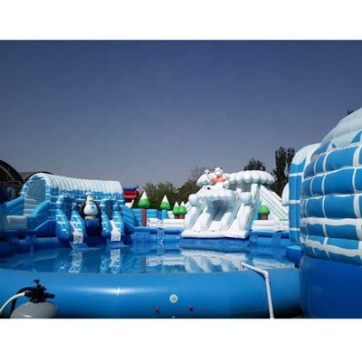 Parque aquático móvel inalámbrico personalizado com piscina grande tema de urso polar engraçado