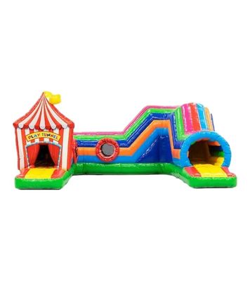 Turnos de obstáculos de circo de túnel de jogos inflável de 0,55 mm Plato PVC lonas