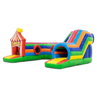 Turnos de obstáculos de circo de túnel de jogos inflável de 0,55 mm Plato PVC lonas