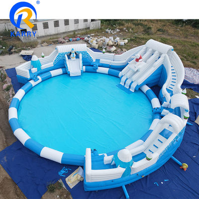 Parque aquático móvel inalámbrico personalizado com piscina grande tema de urso polar engraçado