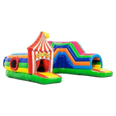 Turnos de obstáculos de circo de túnel de jogos inflável de 0,55 mm Plato PVC lonas