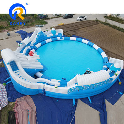 Parque aquático móvel inalámbrico personalizado com piscina grande tema de urso polar engraçado
