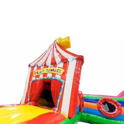 Turnos de obstáculos de circo de túnel de jogos inflável de 0,55 mm Plato PVC lonas
