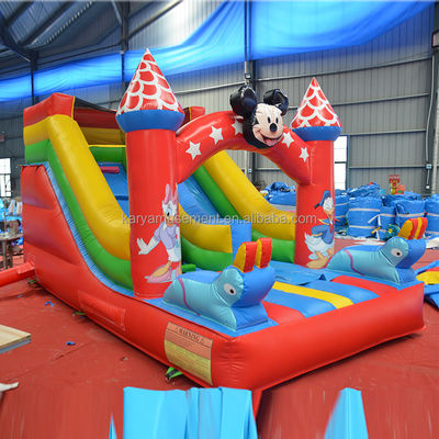 Tamanho do cliente 16ft Small Toddler Slide inflável Mickey Slide seco ou molhado para saltadores