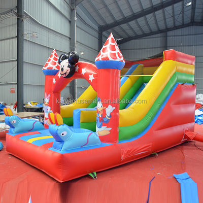 Tamanho do cliente 16ft Small Toddler Slide inflável Mickey Slide seco ou molhado para saltadores