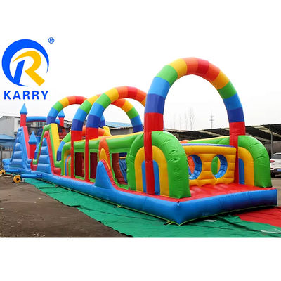Equipamentos do parque de diversões Curso de obstáculos infláveis interativos para crianças e adultos