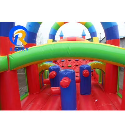 Equipamentos do parque de diversões Curso de obstáculos infláveis interativos para crianças e adultos
