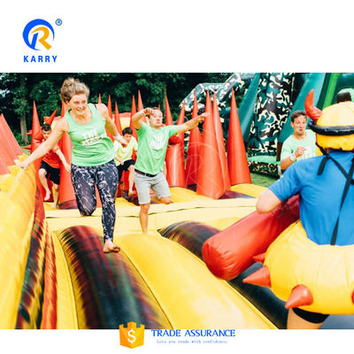Curso de obstáculos de avanço inflável certificado CE para eventosKR-OBS-904-2