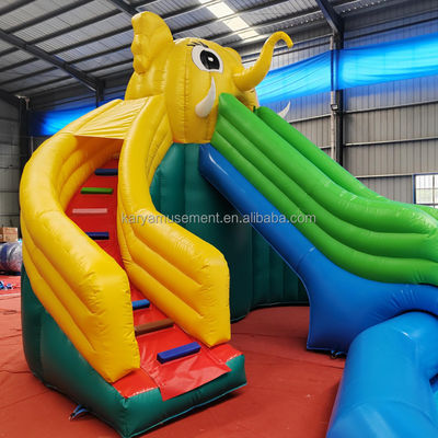 Colorido personalizado PVC Elefante tema inflável parque aquático combo Slide para playground