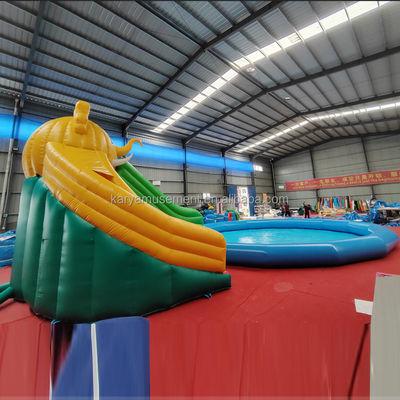 Colorido personalizado PVC Elefante tema inflável parque aquático combo Slide para playground